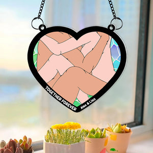 Personalized Gifts For Couple Suncatcher Window Hanging Ornament 032OHMH050624 - Ornaments - GoDuckee
