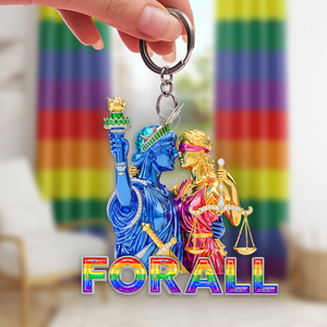LGBT Couple Statue Acrylic Keychain - Personalized Gifts For Couple 02OHPU310525 - Keychains - GoDuckee