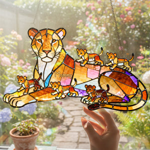Lion Mom And Kids Suncatcher - Personalized Gifts For Mother's Day Suncatcher Ornament 03OHTA240226 - Ornament - GoDuckee