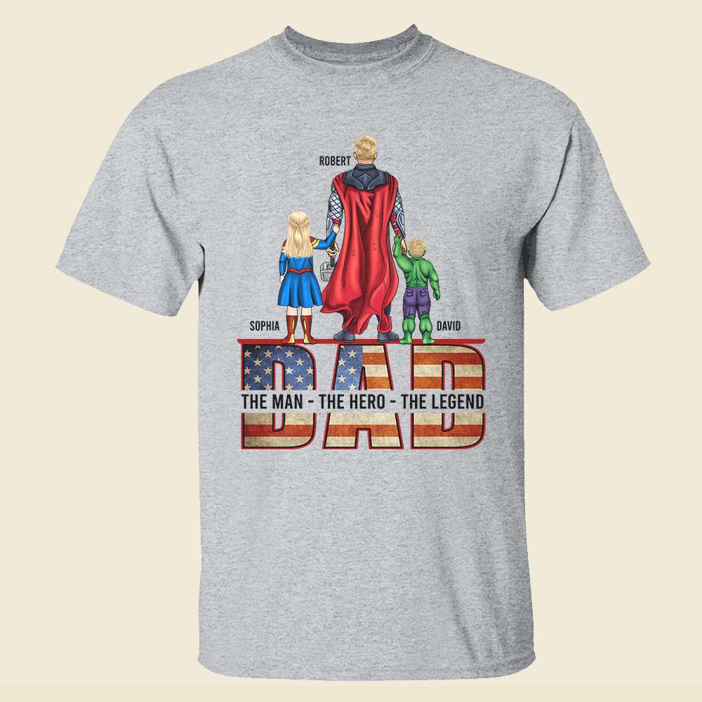 Super Dad, Man, Hero, Legend - Personalized Shirt, Gift For Father's Day - Shirts - GoDuckee