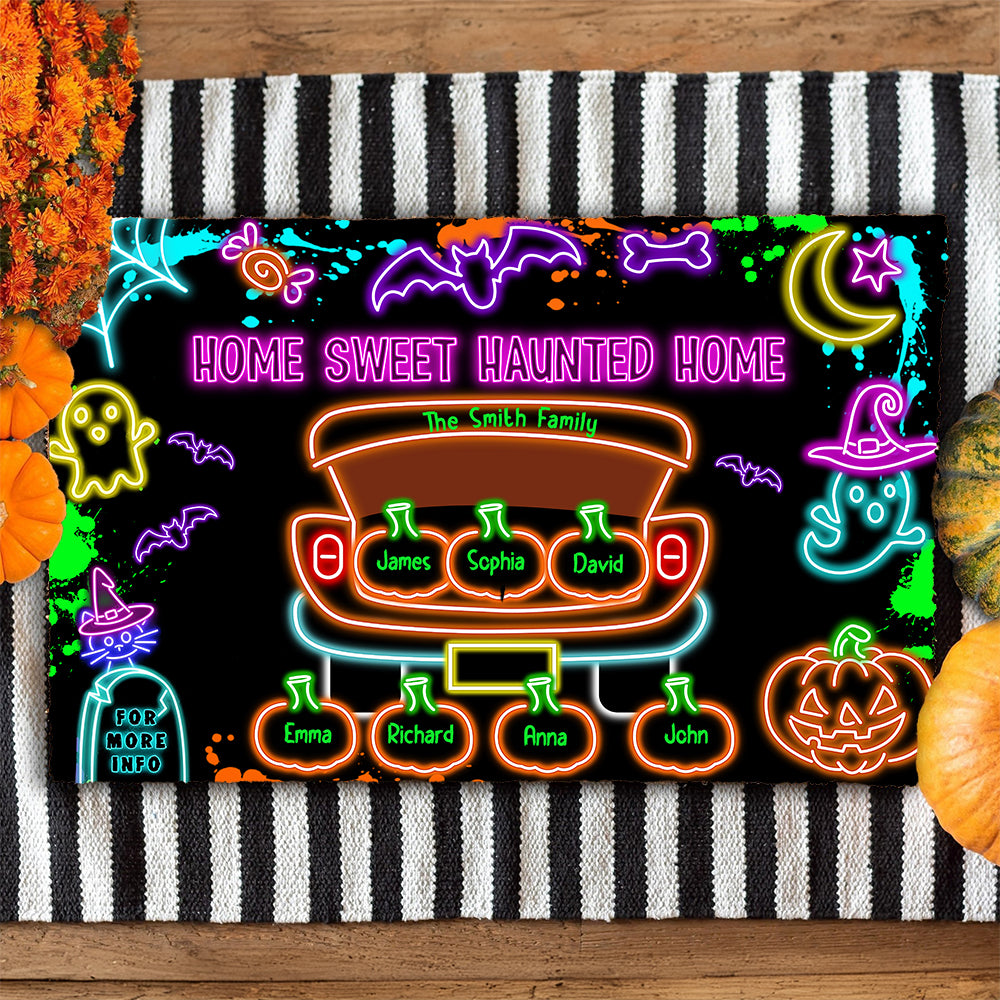 Personalized Gifts For Family Doormat Halloween Pumpkin Truck Neon Effect 02xqdc260824 - Doormat - GoDuckee