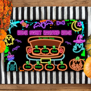 Personalized Gifts For Family Doormat Halloween Pumpkin Truck Neon Effect 02xqdc260824 - Doormat - GoDuckee