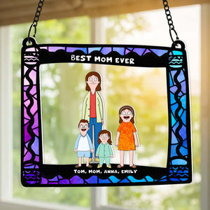 Personalized Gifts For Mom Window Hanging Suncatcher Ornament Best Mom Ever 03ACDT030325HG - Ornament - GoDuckee