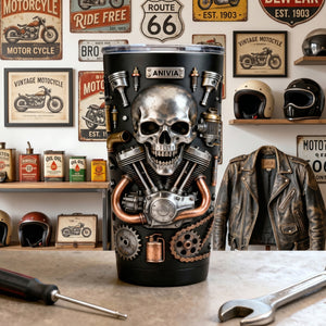 Skull Tumbler - Personalized Gifts For Bikers 03TOTN291225 - Tumbler Cup - GoDuckee