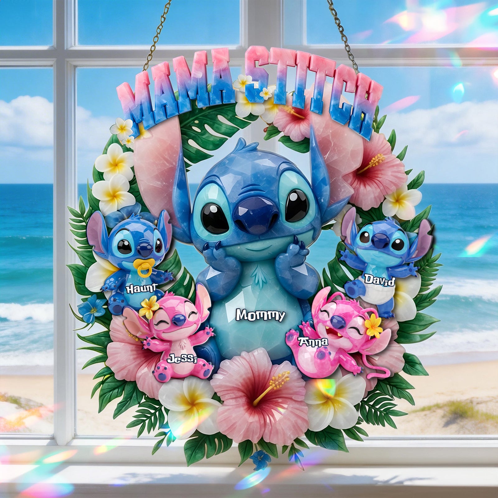 Mama & Her Tiny Chaos Crew Suncatcher - Personalized Gift For Mom 01TYLU130326-Homacus