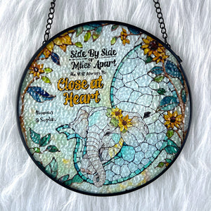 Personalized Gift For Mom Stained Glass, Mom & Baby Elephant Embracing With Trunk 02qhdt080325 - Ornament - GoDuckee
