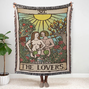 Personalized Tarot Couple Woven Blanket, Gift For Couple - Blanket - GoDuckee