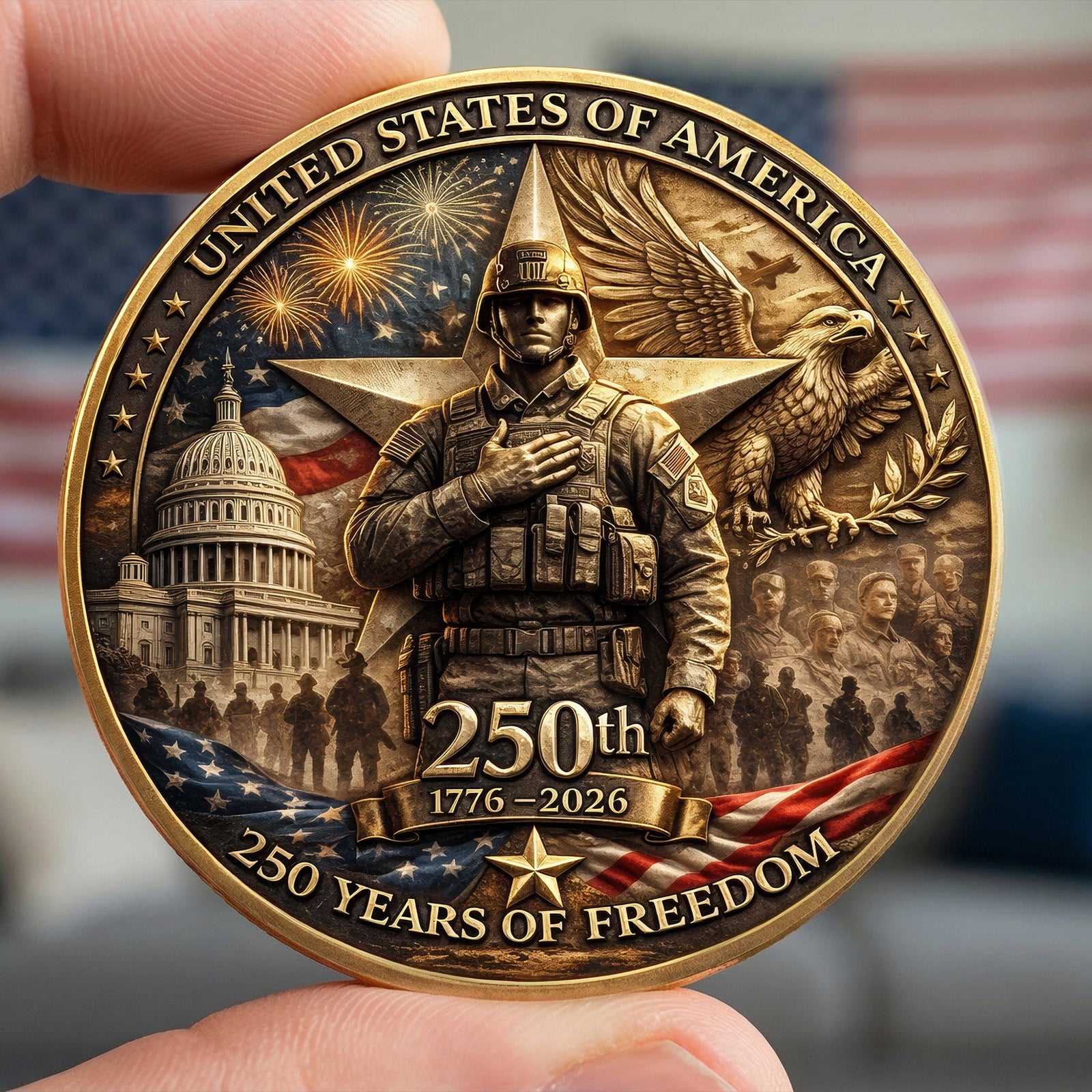 250 Years Of Freedom Printed Metal Coin - Personalized Anniversary Gifts 04toqn270226 - Coin - GoDuckee
