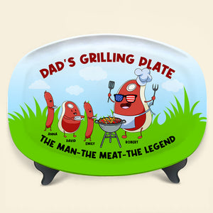 The Man The Meat The Legend, Personalized Dad Grill Resin Plate, Gift For Dad - Resin Plate - GoDuckee