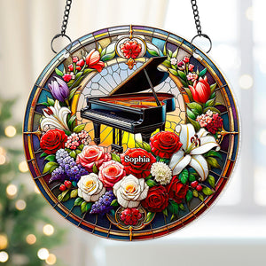 Personalized Gifts For Music Lovers, Piano With Flowers Suncatcher Ornament 04ACDT040924 - Ornament - GoDuckee