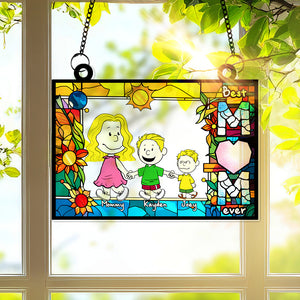 Personalized Gifts For Mom Suncatcher, Mom Holding Children's Hands Vibrant Flower Frame 02QHLU260225HH - Ornament - GoDuckee