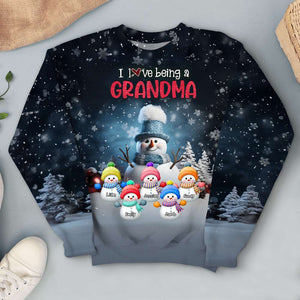 Personalized Gifts For Grandma Shirt, Christmas Cute Snowman 03NAPU310724 - AOP Products - GoDuckee