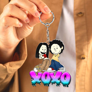 Personalized Gifts For Couples Keychain Y2K Style Cartoon Couple 04XQLU040125HG - Keychains - GoDuckee