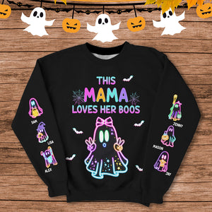 Personalized Gifts For Mama Sweatshirt Boo Neon Halloween 04XQMH210824 - AOP Products - GoDuckee