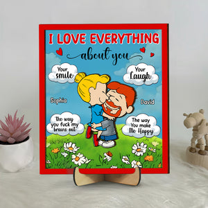 Personalized Gifts For Couple Wood Sign 03totn040125hg I Love Everything About You - Wood Sign - GoDuckee