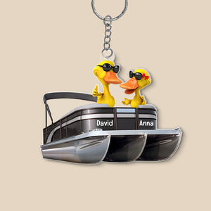 Pontoon Duck, Personalized Duck Keychain, Pontoon Boat Keychain - Keychains - GoDuckee