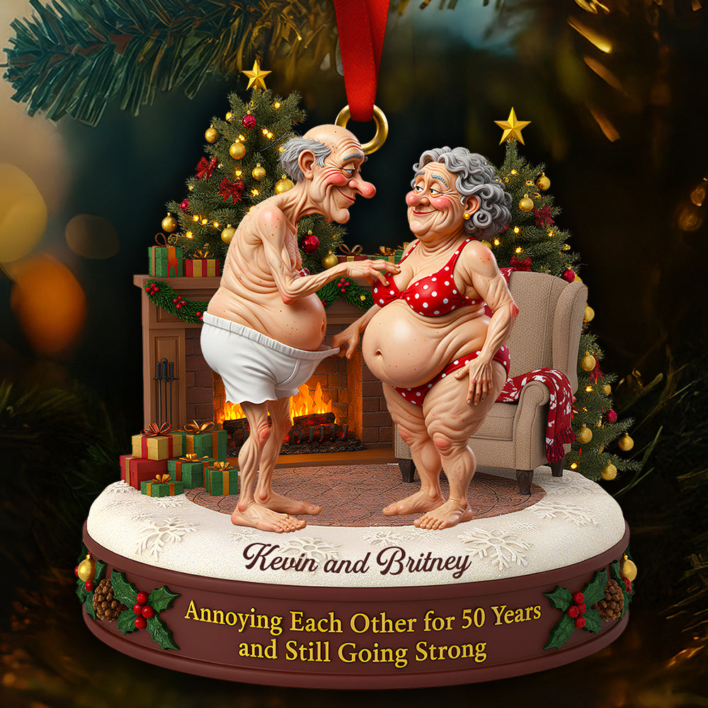 Old Couple Christmas Ornament Personalized Gifts For Couple 04NADT290925 - Ornament - GoDuckee