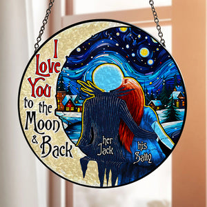 Personalized Gifts For Couple Stained Glass To The Moon 01ACDT080824 - Ornament - GoDuckee