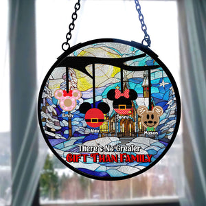 Personalized Gifts For Family Round Window Hanging Suncatcher Ornament Stained Glass Christmas 02XQMH070824 - Ornament - GoDuckee