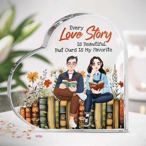 Personalized Gifts For Couple Heart Shaped Acrylic Plaque, Love Story Is Beautiful But Ours Is My Favorite 05TGMH051224PA - Shaped Plaques - GoDuckee