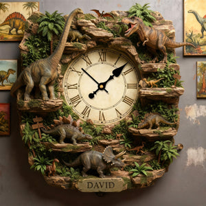 Dinosaur Acrylic Hanging Wall Clock - Personalized Gifts For Dinosaur Lovers 05hyqn221225 - Hanging Wall Clock - GoDuckee