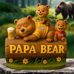 Papa Bear Plaque - Personalized Gifts For Dad 03topu030525 - Shaped Plaques - GoDuckee