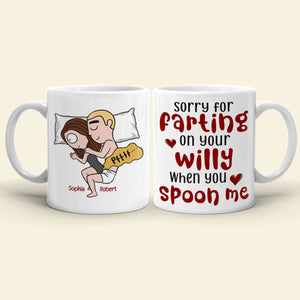 Sorry For Farting When You Spoon Me - Personalized Coffee Mug - Gifts For Couple - Funny Couple Mug - Coffee Mug - GoDuckee