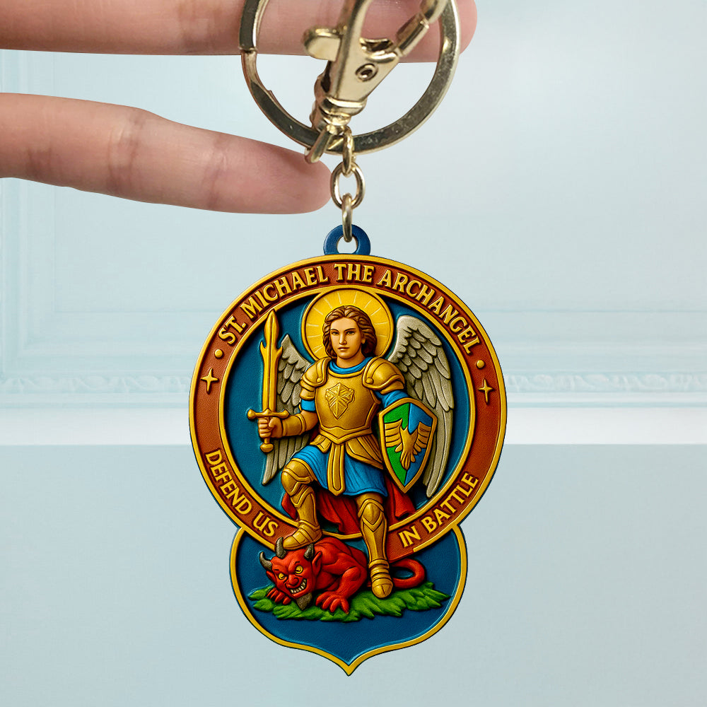 Sacred Warrior St. Michael the Archangel Keychain 06HUDT290525 - Keychains - GoDuckee