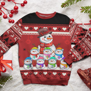 Personalized Gifts For Grandma Ugly Sweater, Cute Snowman Grandkids 02napu080824 - Ugly Christmas Sweater - GoDuckee