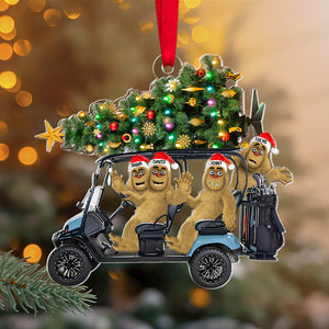 Personalized Gifts For Golf Friends Christmas Ornament, Bigfoot Riding Golf Cart 031qhtn240924 - Ornament - GoDuckee