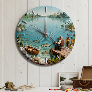Personalized Gifts For Fishing Lovers Acrylic Hanging Wall Clock 06totn261225 - Hanging Wall Clock - GoDuckee