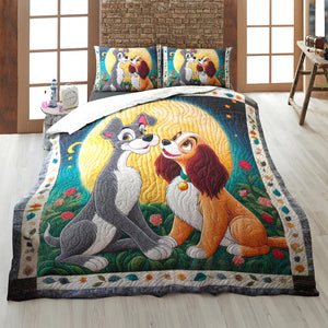 Personalized Gifts For Couple Quilt Bedding Set Special Line, Cartoon Dog Character 05TGMH140125 - Blanket - GoDuckee