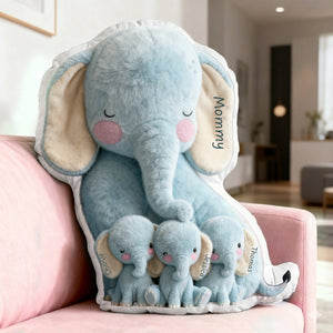 Snuggle Elephant Mom Custom Shape Pillow - Personalized Gifts For Mom 04qhlu240226 - Pillow - GoDuckee