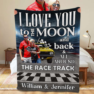 I Love You All Around The Race Track, Personalized Blanket, Couple Racing Gifts - Blanket - GoDuckee