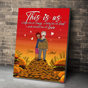 Personalized Gifts For Couples Canvas Print Hugging Cartoon Couple 02XQLU251224HG - Poster & Canvas - GoDuckee