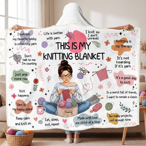 Cozy Knitting Girl Hood Blanket, Personalized Gifts For Knitting Lovers 02qhqn110826 - Blanket - GoDuckee