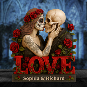 Skull Couple Acrylic Plaque - Personalized Gifts For Couple 06naqn230525 - Shaped Plaques - GoDuckee