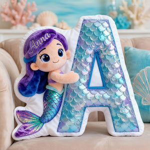 Mermaid Alphabet Pillow Personalized Gifts For Kids 03TGDT151225 - Pillow - GoDuckee