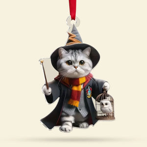 Gifts For Cat Lovers Christmas Wizard Cat Ornament 01acdt031024 - Ornament - GoDuckee