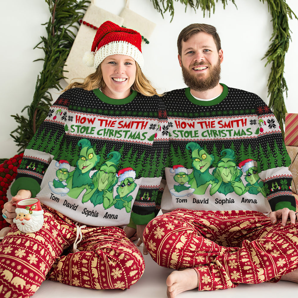 How The [Your Family Name] Stole Christmas, Personalized 03TOTN241123 Knitted Ugly Sweater - AOP Products - GoDuckee