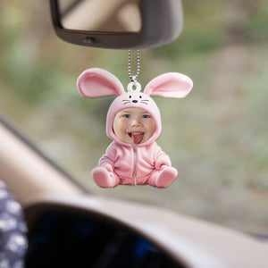 Custom Photo Gifts For Easter Baby Car Ornament Custom Face Easter Costume - Ornaments - GoDuckee