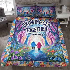 Personalized Gifts For Couple Quilt Bedding Set Special Line 04tgtn090125 Growing Old Together - Blanket - GoDuckee