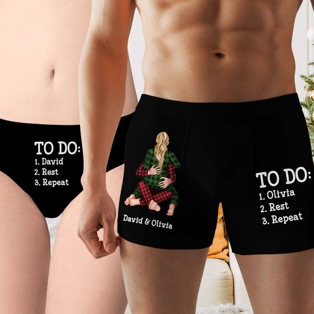 Your Text Couple Matching Underwear,valentines Day Gift , Naughty Panties  and Men Boxers Brief, Gift for Him and Her , Funny Panties 