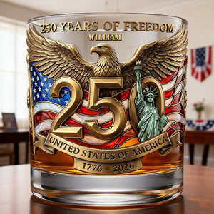 250 Years Of Freedom Anniversary 11oz Round Glass - Personalized Gifts For Patriots 05patn110226 - Glass - GoDuckee