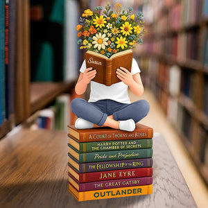 Flower Girl Book Lover Acrylic Plaque Personalized Gifts For Book Lovers 05NADT310525 - Shaped Plaques - GoDuckee