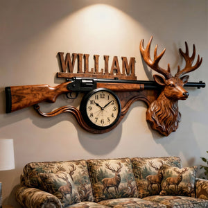Hunting Deer Acrylic Wall Clock Personalized Gifts For Hunters 02TGMG301225 - Hanging Wall Clock - GoDuckee