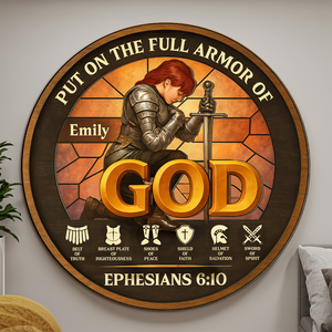 Personalized Woman Warrior of God Put On The Full Armor Of God Ephesians 6-10 01hupu060625 - Wood Sign - GoDuckee