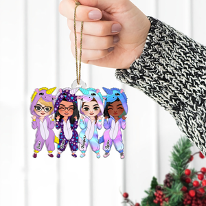 Personalized Gift For Friends Ornament, Besties In Unicorn Pajamas 03qhhu221124hh - Ornament - GoDuckee