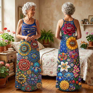 Grandma Garden Suspender Maxi Dress - Personalized Gifts For Grandmas 01huta190326 - Dress - GoDuckee
