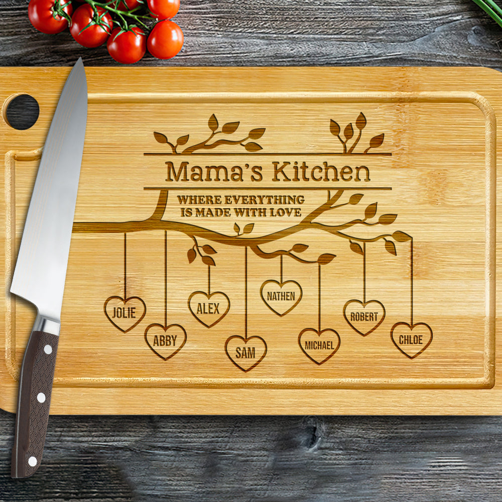 Personalized Gifts For Mom Engraved Cutting Board Where Everything Is Made With Love - Home Decor - GoDuckee